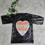 Fashion Short Sleeve Sequin Loose Summer Dress
