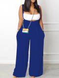 Casual Wrapped Top & Straps Wide Legs Drawstring Pant Sets Two Pieces