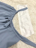 Casual Wrapped Top & Straps Wide Legs Drawstring Pant Sets Two Pieces