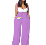 Casual Wrapped Top & Straps Wide Legs Drawstring Pant Sets Two Pieces