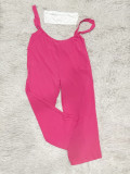Casual Wrapped Top & Straps Wide Legs Drawstring Pant Sets Two Pieces