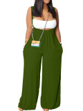 Casual Wrapped Top & Straps Wide Legs Drawstring Pant Sets Two Pieces