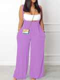 Casual Wrapped Top & Straps Wide Legs Drawstring Pant Sets Two Pieces