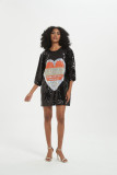 Fashion Short Sleeve Sequin Loose Summer Dress