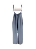 Casual Wrapped Top & Straps Wide Legs Drawstring Pant Sets Two Pieces