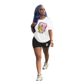 Casual Graphic Print Short Sleeve Two Piece Set