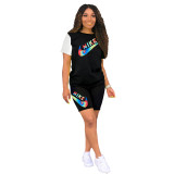 Casual Letter Print Short Set