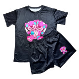 Casual Graphic Print Short Sleeve Two Piece Set