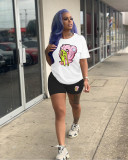 Casual Graphic Print Short Sleeve Two Piece Set