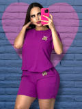 Casual Embroidery Short Sleeve Summer Women Set