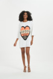 Fashion Short Sleeve Sequin Loose Summer Dress