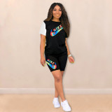 Casual Letter Print Short Set