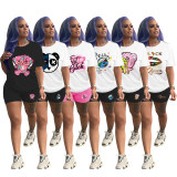Casual Graphic Print Short Sleeve Two Piece Set