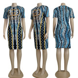 Women's Contrasting Color Short Sleeve Hotfix Rhinestone Slim Dress