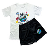 Casual Graphic Print Short Sleeve Two Piece Set