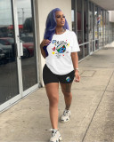 Casual Graphic Print Short Sleeve Two Piece Set