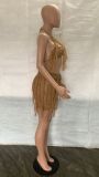 Sexy See Through Knit Hook Tassel Beach Shorts Set