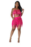 Sexy See Through Knit Hook Tassel Beach Shorts Set