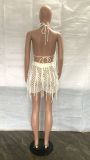 Sexy See Through Knit Hook Tassel Beach Shorts Set
