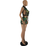 Sexy Camouflage Print Sleeveless Vest Shorts Set