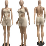 Sexy See Through Halter Knitted Beachwear Summer Set