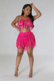 Sexy See Through Knit Hook Tassel Beach Shorts Set