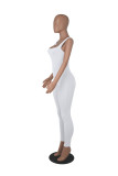 Solid Color Threaded Square Neck Sleeveless Tank Top Sports Jumpsuit