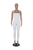 Solid Color Threaded Square Neck Sleeveless Tank Top Sports Jumpsuit