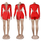 Sexy Perspective Hotfix Rhinestone Beaded One Piece Rompers
