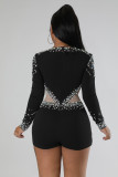 Sexy Perspective Hotfix Rhinestone Beaded One Piece Rompers