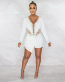 Sexy Perspective Hotfix Rhinestone Beaded One Piece Rompers