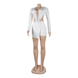Sexy Perspective Hotfix Rhinestone Beaded One Piece Rompers