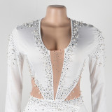 Sexy Perspective Hotfix Rhinestone Beaded One Piece Rompers