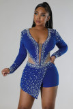 Sexy Perspective Hotfix Rhinestone Beaded One Piece Rompers