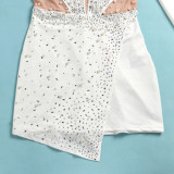 Sexy Perspective Hotfix Rhinestone Beaded One Piece Rompers