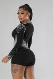 Sexy Perspective Hotfix Rhinestone Beaded One Piece Rompers