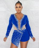 Sexy Perspective Hotfix Rhinestone Beaded One Piece Rompers