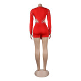 Sexy Perspective Hotfix Rhinestone Beaded One Piece Rompers
