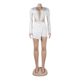 Sexy Perspective Hotfix Rhinestone Beaded One Piece Rompers