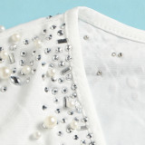 Sexy Perspective Hotfix Rhinestone Beaded One Piece Rompers