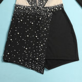 Sexy Perspective Hotfix Rhinestone Beaded One Piece Rompers