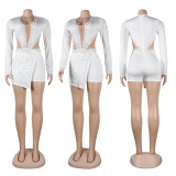 Sexy Perspective Hotfix Rhinestone Beaded One Piece Rompers