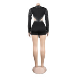 Sexy Perspective Hotfix Rhinestone Beaded One Piece Rompers