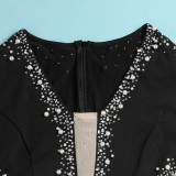 Sexy Perspective Hotfix Rhinestone Beaded One Piece Rompers
