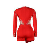 Sexy Perspective Hotfix Rhinestone Beaded One Piece Rompers