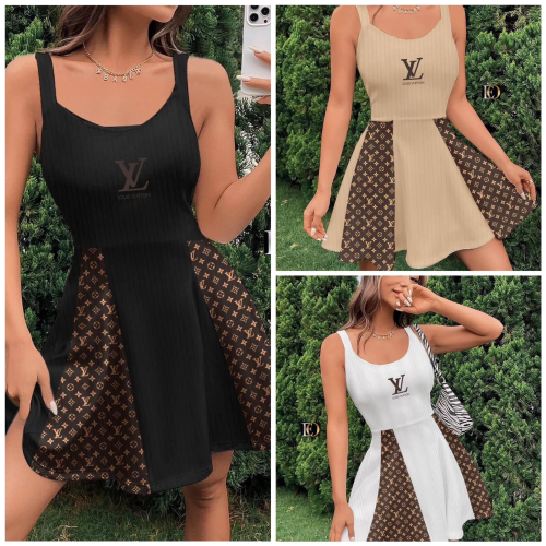 Sexy Cotton Low Cut Pit Embroidery Stitching Pleated Dress