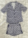 Casual Suit Lapel Shirt Top & Shorts Set