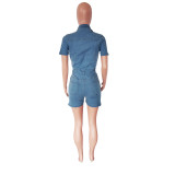 Fashion Denim Slim Slit Skirt Short Rompers