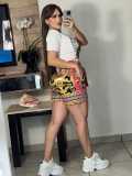 Fashion Print Ladies Short Sleeve Shorts Set