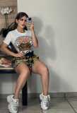 Fashion Print Ladies Short Sleeve Shorts Set